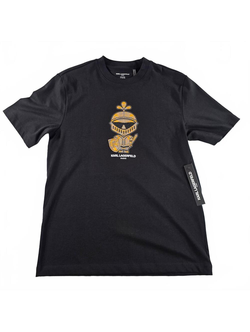 Karl Lagerfeld Men's Paris Black Graphic Knight T-Shirt Medium Cotton NWT